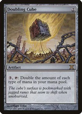 Cube artifact card art shows a floating, blocky structure over a fiery landscape.