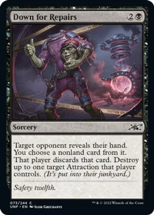 Purple creature in damaged armor on a Magic: The Gathering card.