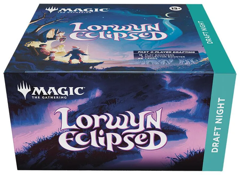 Magic: The Gathering Lorwyn Eclipsed booster box, dark blue and purple design.