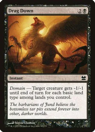 Dragon creature in fiery landscape on a Magic: The Gathering card.