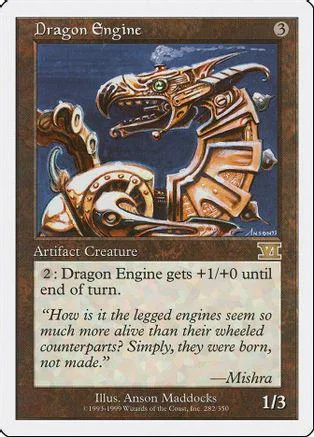 Dragon engine card art featuring a metallic dragon against a dark blue background.