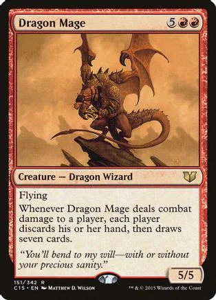 Dragon Mage creature card art: brown dragon with wings on a brown base.