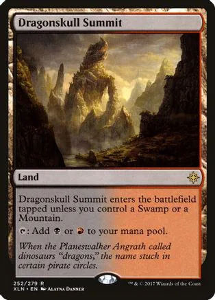 Fantasy landscape art on a Magic: The Gathering land card.