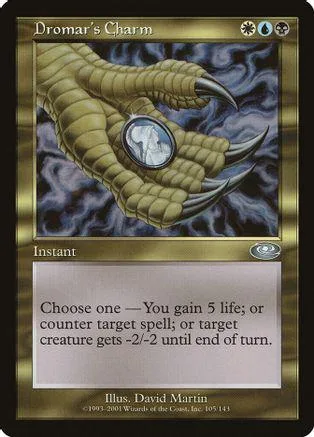 Gold claw holding blue and white circular object on dark, swirling background.
