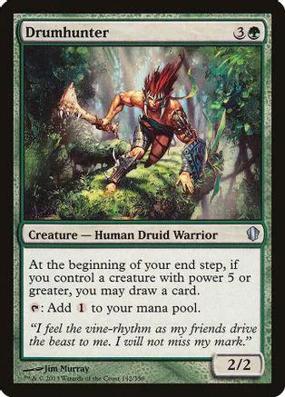 Red-haired warrior in forest, attacking with a clawed arm. Magic: The Gathering card.