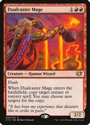 Wizard casting fire spells in a dramatic, fiery scene on a Magic card.