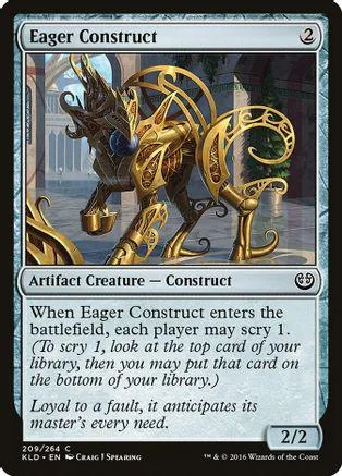 Gold and black construct creature on a Magic: The Gathering card.