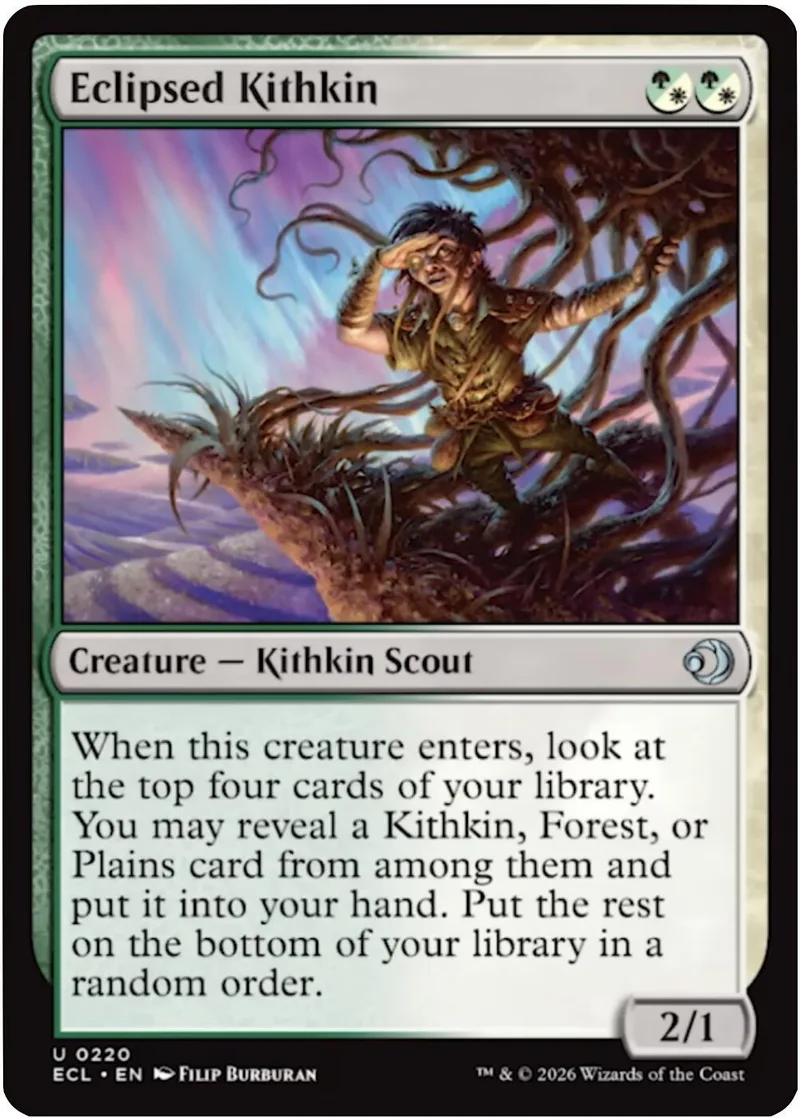 Card art shows a figure in a dark, wooded setting. Black and white card frame.