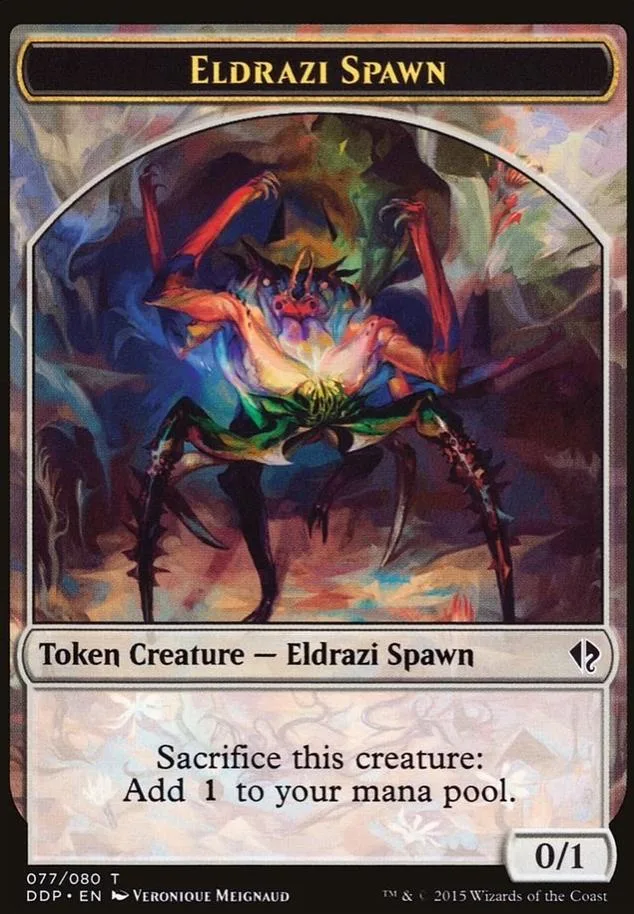 Card art of a monstrous, multi-legged creature in a dark, colorful setting.