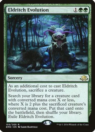 Dark, horned creature in a forest setting on a Magic: The Gathering card.