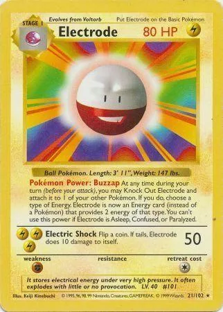 Electric-type Pokémon card featuring a white and red spherical creature.