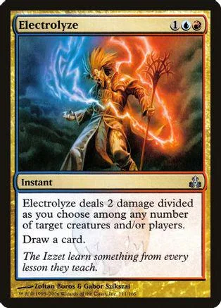 Card art depicts a fiery, wild-haired figure wielding lightning and a staff.