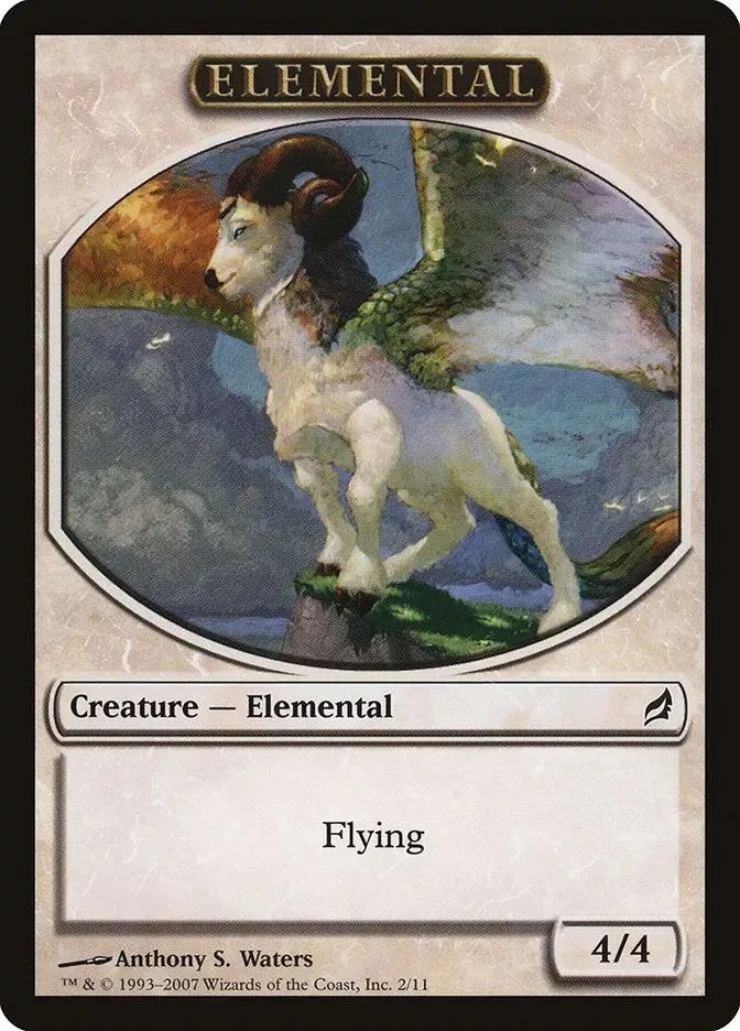 White goat creature on a rock, set against a dramatic sky background.