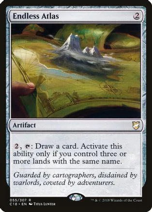Magic: The Gathering card, Endless Atlas, featuring a mountainous landscape art.