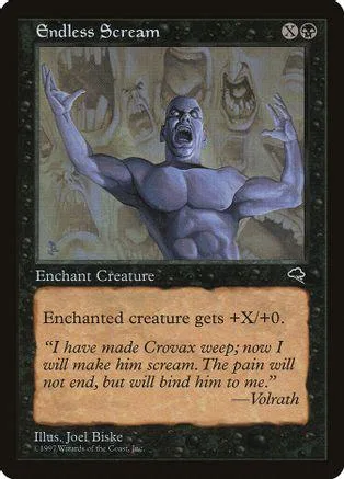 Muscular, screaming figure in gray and white on a Magic: The Gathering card.