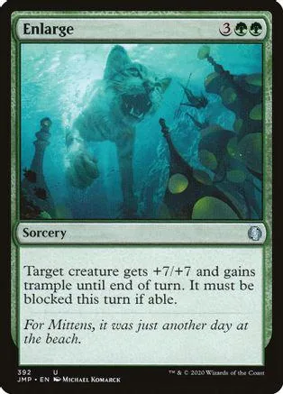 Blue and green magic card featuring a large, shadowy creature underwater.