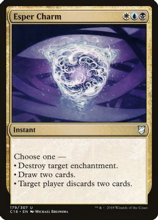 Magic: The Gathering card, Esper Charm, purple swirling energy art, standard card frame.