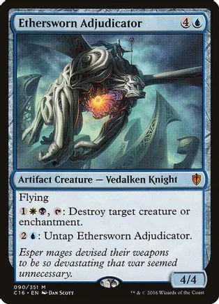White and blue creature card art featuring a monstrous, glowing figure.