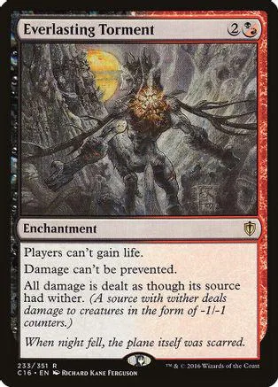 Dark, shadowy creature in a rocky landscape on a black and red card.