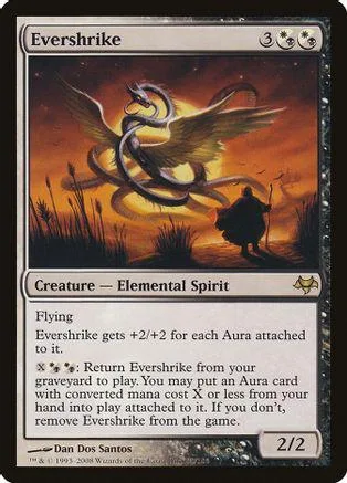 Winged elemental spirit creature card, orange and brown tones, showing a figure below.