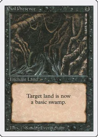 Dark, swampy landscape art on a Magic: The Gathering card.