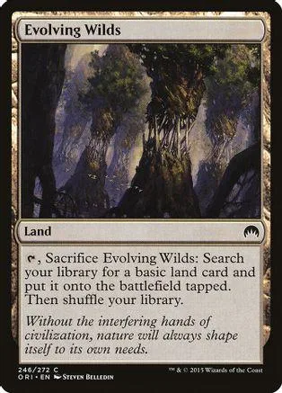 Dark forest landscape on a Magic: The Gathering land card.