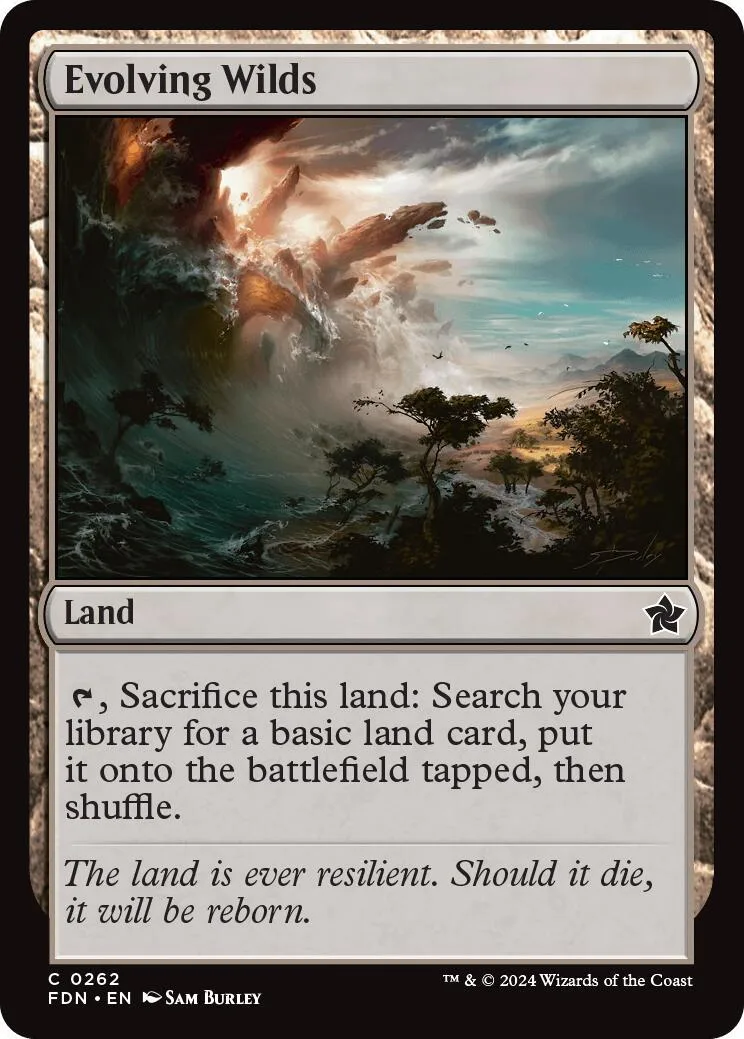 Fantasy landscape art on a Magic: The Gathering land card.