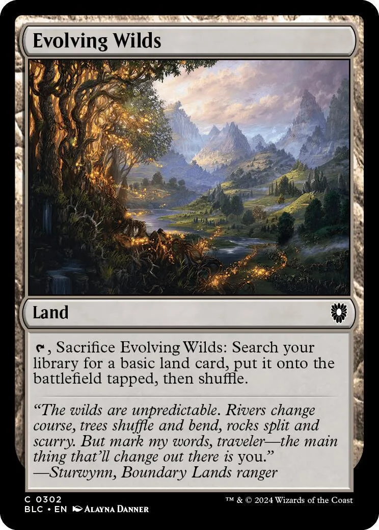 Fantasy landscape art on a Magic: The Gathering land card.
