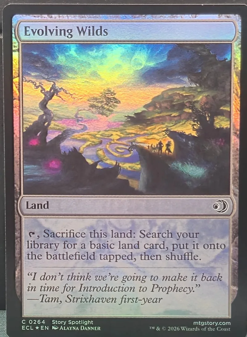 Fantasy landscape art on a Magic: The Gathering land card.