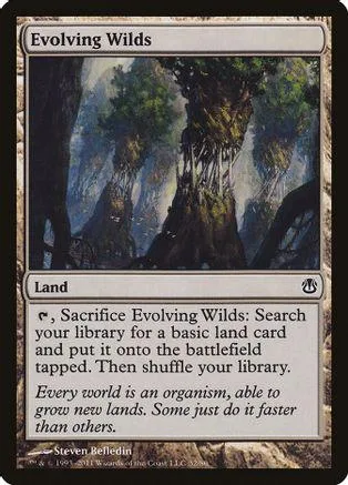 Fantasy forest landscape on a Magic: The Gathering land card.