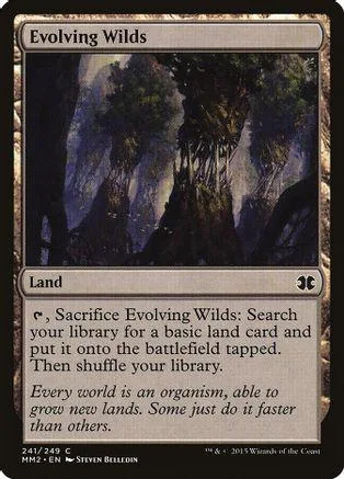 Dark forest landscape on a Magic: The Gathering land card.