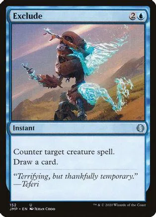 Blue and brown creature with glowing blue energy on a fantasy landscape card.