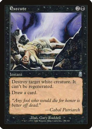 White creature being destroyed in a dark, dramatic scene. Magic: The Gathering card.