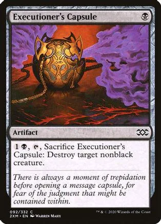 Gold and black artifact card art featuring a menacing, ornate capsule.
