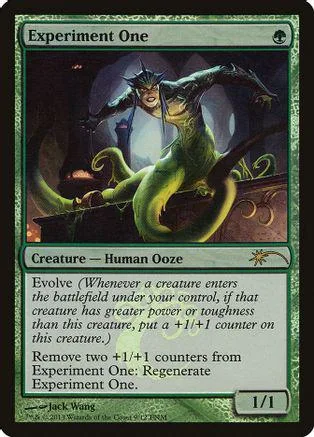Green ooze creature on dark background, "Experiment One" card art.
