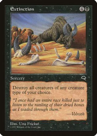 Large, dark bison on dry, brown landscape. Magic: The Gathering card art.