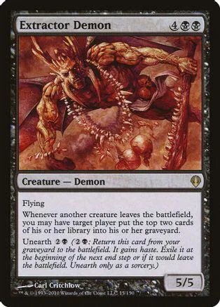 Orange and brown demon creature card art, black border, text visible.