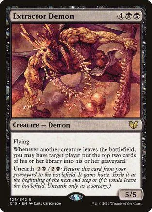 Red and brown demon creature card art, showing a muscular, monstrous figure.