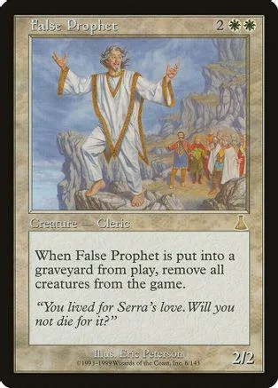 Card art depicts a robed figure on a rock, surrounded by other figures.