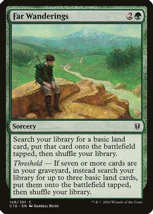 Green landscape card featuring a person sitting on a rock. Sorcery type.