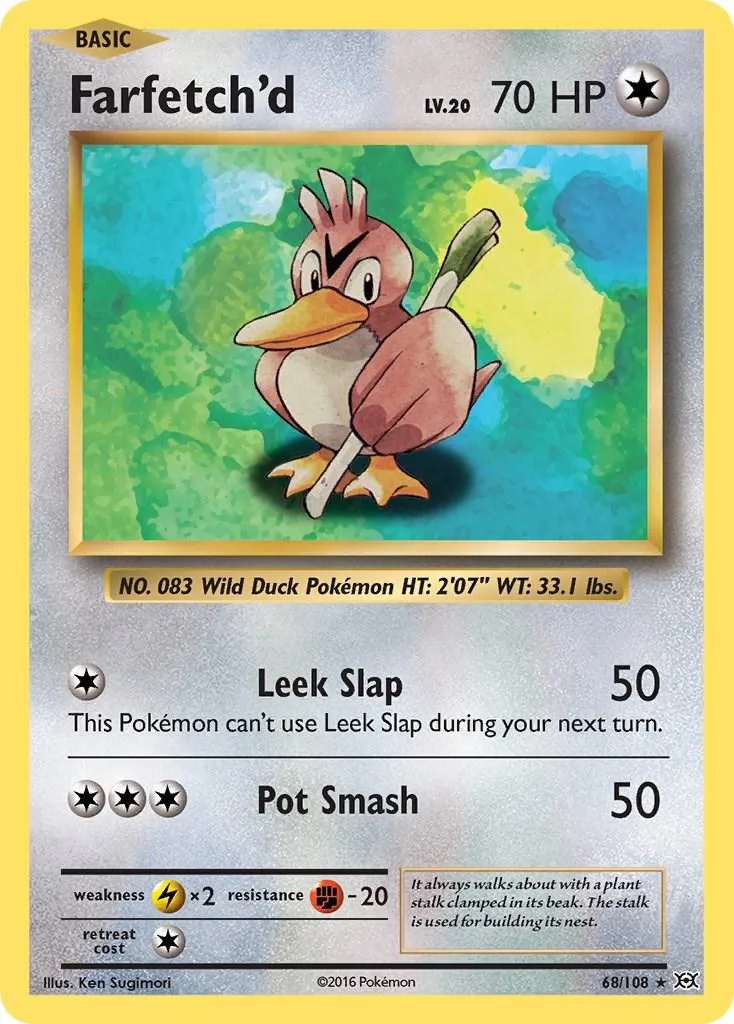 Wild Duck Pokémon card, pink and orange, basic type, 70 HP.
