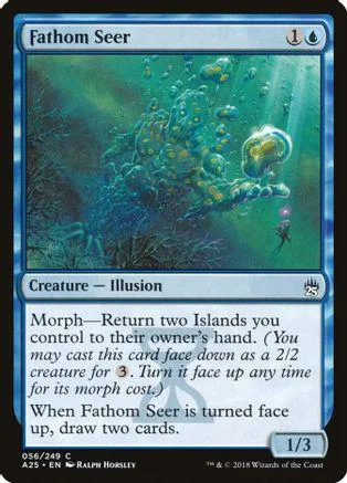 Blue and green underwater scene on a Magic: The Gathering card.