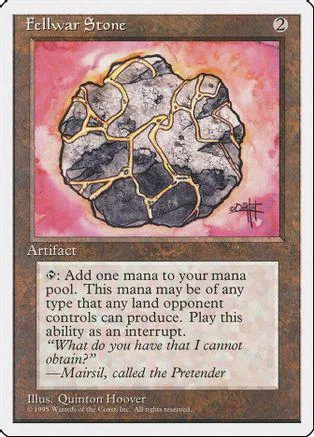 Grey, cracked stone artifact card with gold vein lines on pink background.