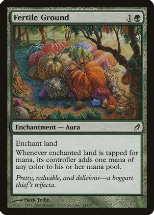 Autumn pumpkins in a forest scene on a Magic: The Gathering card.