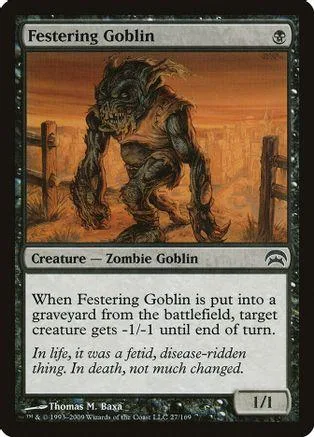 Zombie goblin creature card art, brown and orange tones, showing a monstrous figure.