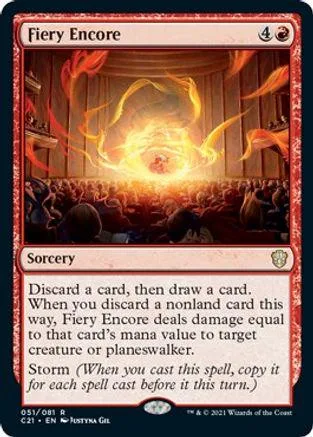 Firey Encore Magic: The Gathering card art showing a fiery concert crowd.