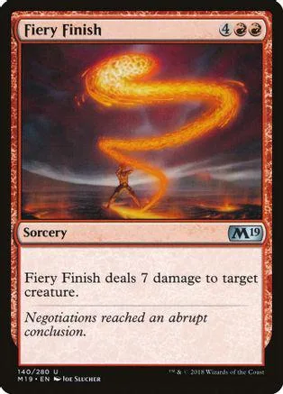 Orange and yellow fiery energy swirling over a dark landscape on a Magic: The Gathering card.