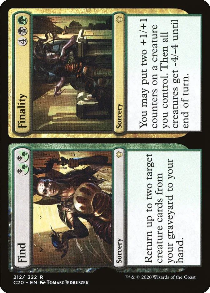 Dark creature art on two Magic: The Gathering Sorcery cards.
