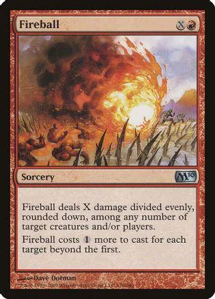 Fireball Magic: The Gathering card art showing a large orange fire explosion.
