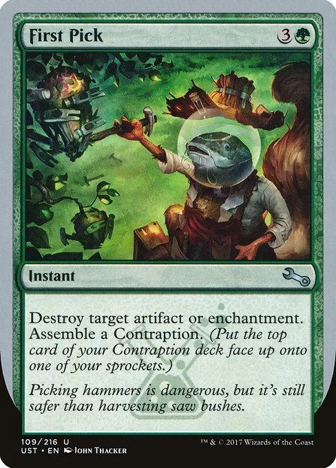 Green card art shows a figure in a swampy setting with a frog-like creature.